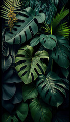digital illustration with Tropical plants as a background