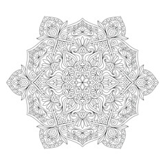Decorative rounded mandala design coloring page illustration 