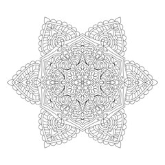 Fototapeta premium Rounded mandala coloring book page illustration for adutls 
