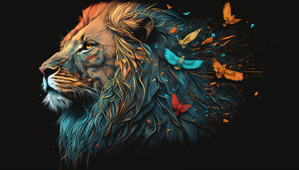Lion, Animals, Wallpaper, Background, Generative AI, Illustration 