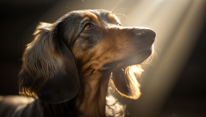 Portrait of a dachshund. Beautiful pet and family photos, wallpaper, poster created with help of generative ai.