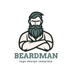Beard man logo template vector icon illustration design isolated on white background