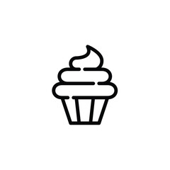 Cupcake with icing. Bakery treat. Pixel perfect, editable stroke icon