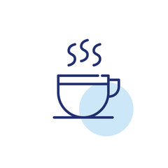 Hot drink in a coffee mug with saucer. Drinks menu in coffee shop, restaurant. Pixel perfect, editable stroke line icon