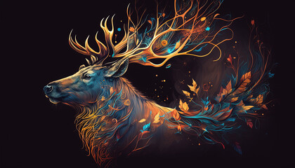 Deer, Animals, Wallpaper, Background, Generative AI, Illustration 