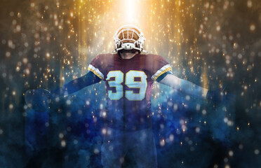 American football player banner. Template for a sports magazine, website, outdoor advertisement...