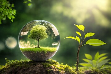 Earth Day or World Environment Day, environmentally friendly concept. Save our Planet.generative AI digital illustration.