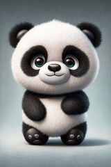 A cute fluffy happy cartoon panda character illustration.Generator Ai