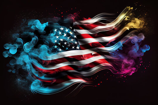 flag USA background design for independence. Generative Ai
