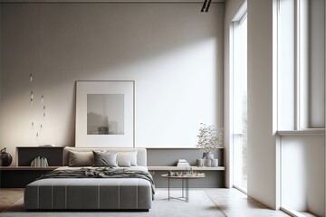 Naklejka na ściany i meble Architectural photography of a modern livingroom. Modern style interior design idea. Generative AI