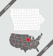 iowa county map gray background