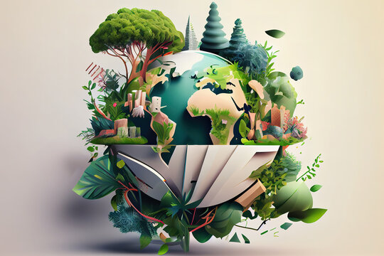 Illustration of environmentally friendly and ecology concept. Generative Ai