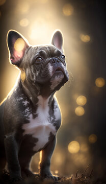 Portrait of a french bulldog. Beautiful pet and family photos, wallpaper, poster created with help of generative ai.