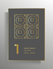 Cover in geometric style. Design templates for books, booklets, brochures, posters, folders, flyers, and textbooks. A4 format. Vector pattern with golden lines.