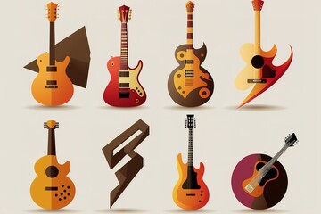 guitar icons over white background ,Generative AI