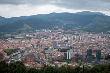 Fototapeta na wymiar Aerial view of Bilbao city, Basque Country, Spain