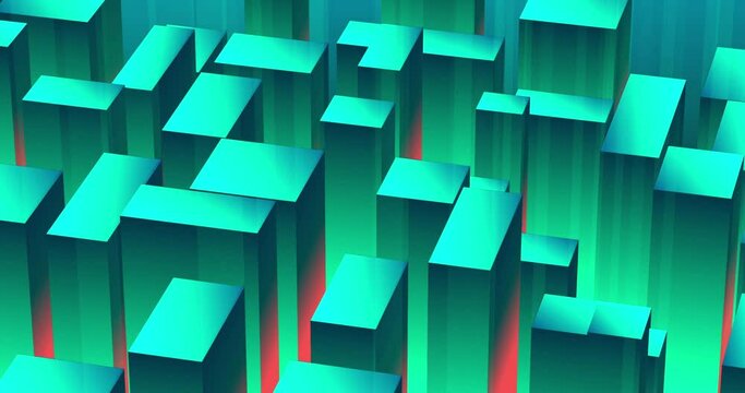 3D gradient cubes animation, loop perspective, tile cube geometric, mosaic square, abstract art bar, block, box digital pattern, background building.