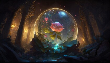 Mystic Rose Illumination. Generative AI