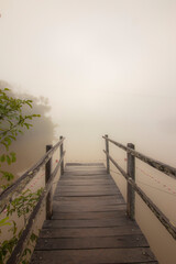 Fototapeta premium Magic Sunrise in Brazilian Savannah With Fog