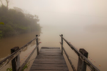 Magic Sunrise in Brazilian Savannah With Fog