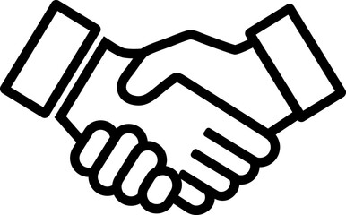 The icon of handshake of two hands as concept of trust, commitment and partnership