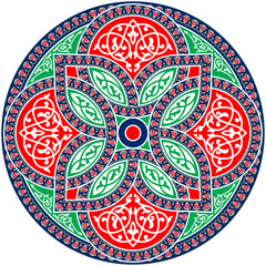 Islamic Pattern Art Illustration of Ramadan Festival Designs Fabric, Colorful Background