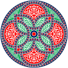 Islamic Pattern Art Illustration of Ramadan Festival Designs Fabric, Colorful Background