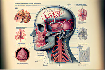 anatomy of the human body on a piece of paper with text next to it as a description, generative ai