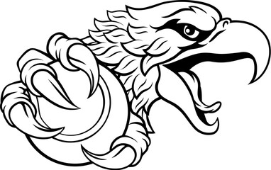 An eagle or hawk tennis ball cartoon sports team mascot