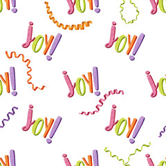Seamless pattern illustration of colorful letters and ribbons