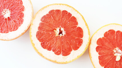 slice of grapefruit on white