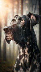 Portrait of a great dane dog. Beautiful pet and family photos, wallpaper, poster created with help of generative ai.
