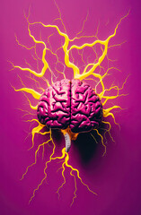Fototapeta premium Generative AI illustration of Digital connection of multi color human brain