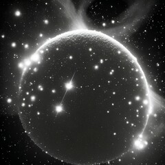 Black and white photo of space particles - generative ai