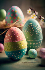 Easter eggs, selective focus. Spring holiday concept. ai generative.BOT. — Dziś o 12:43.Easter eggs, selective focus. Spring holiday concept. ai generative