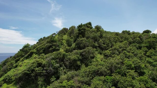 Aerial view of Bima beach and hills, Sumbawa island