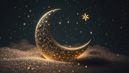 Fototapeta na wymiar Ramadan kareem islamic greetings background with moon