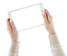 Hands holding a tablet