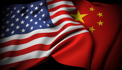 USA and China National Flag Together