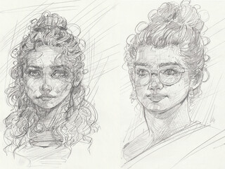girls face pencil illustration