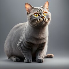 gray british short hair cat full body