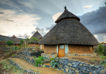 Fototapeta na wymiar Traditional huts in Ethiopia, Africa