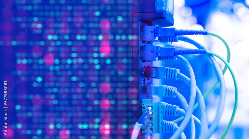 Poster network equipment. wires connect equipment. network hardware. equipment for system administrator. st