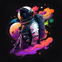Astronaut character illustration for t-shirt design generative AI
