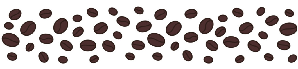 Coffee beans. Horizontal background pattern. Editable outline stroke. Vector line.