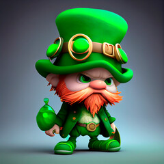 Fototapeta premium Cute Leprechaun St Patrick Illustration created by Generative AI technology