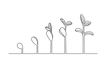 Plant growing line drawing one line continuous hand drawn minimalist  design illustration.