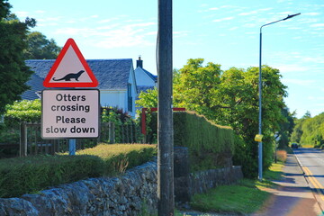 Road sign for otters crossing