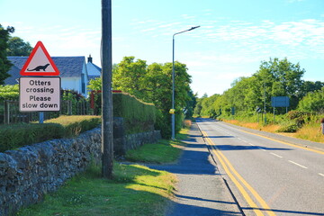 Road sign for otters crossing