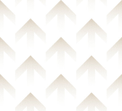 Up Arrows Stipple Effect Isolate Seamless Pattern Business Abstract Background. Growth Progress Conceptual Halftone Art Geometric Illustration. Dot Work Grainy Texture Repetitive Wallpaper